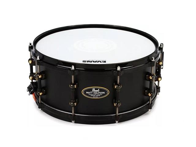 Pearl Matt Halpern 14x6 Signature Snare Drum Black on Brass