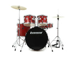 Ludwig 5PC Accent Fuse Drum Kit with Hardware, Cymbals, & Throne Red Sparkle 10 12 14 14SN 20BD