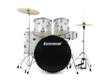 Ludwig 5PC Accent Drive Drum Kit with Hardware, Cymbals, & Throne Silver Sparkle 10 12 16 14SN 22BD