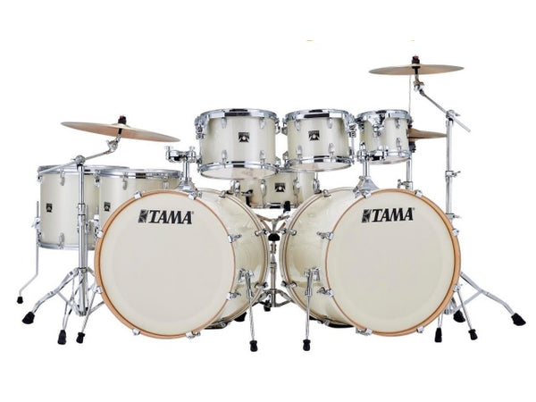 Tama Superstar Classic Maple Wrap 8 Piece Shell Pack Vintage White Sparkle Finish