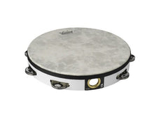 Remo Tambourine 10" Single Jingle w/ Fiberskyn White TA-5110-00