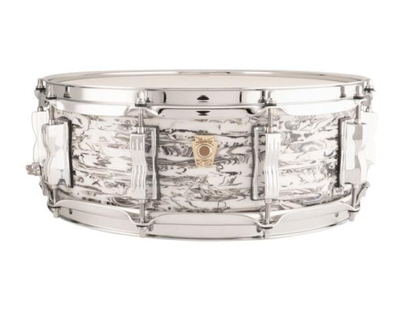 Caisse claire classique en érable Ludwig 5" x 14" Abalone blanc