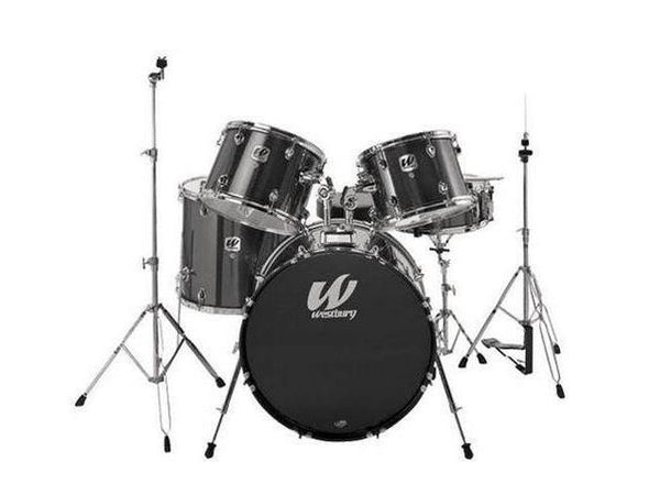Westbury 5 PC Black Sparkle 20 BD Studio Drum Kit w/ Hardware
