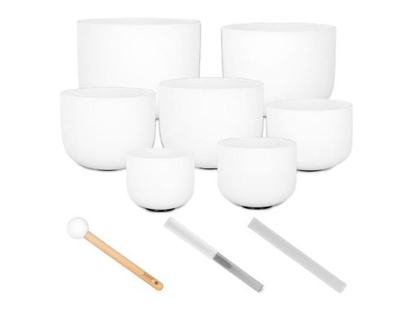 Sela Percussion 7pc Frosted Crystal Singing Bowl Set 440 Hz